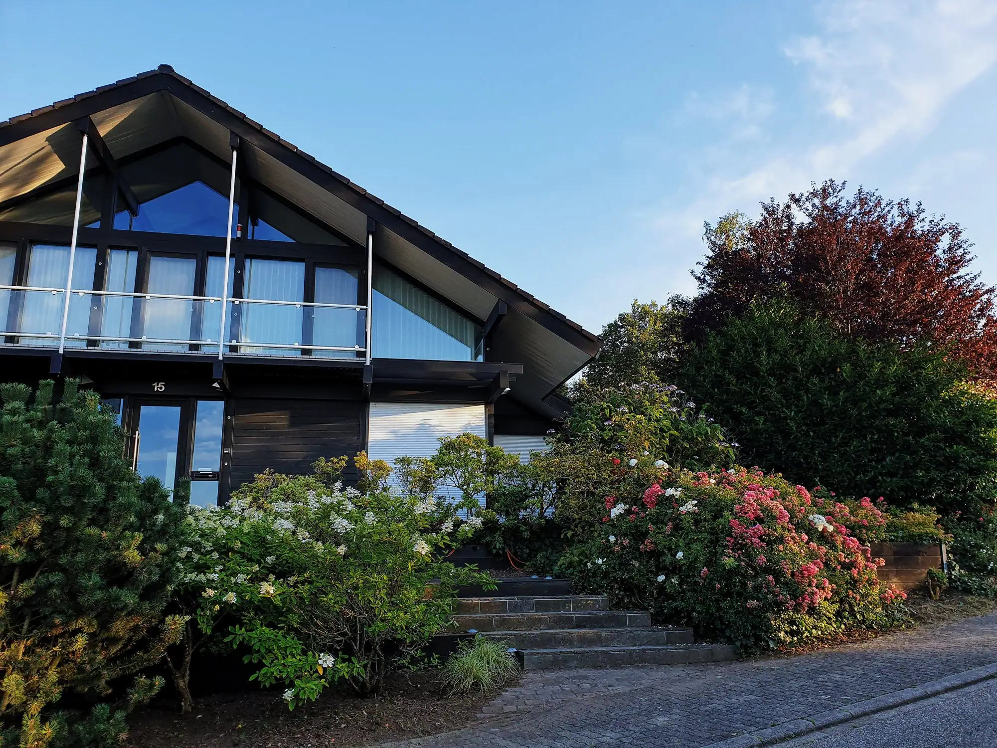 new house with a beautiful garden